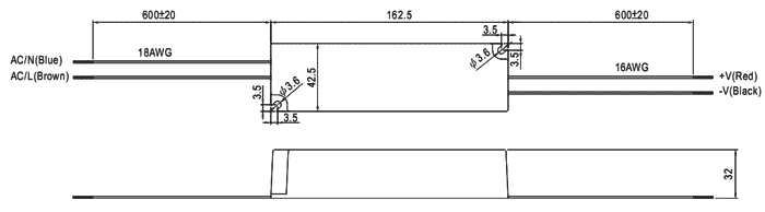чертеж блока питания постоянного тока Mean Well