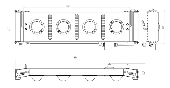 Габариты светильника ДСП81-4х50/ХС/-001