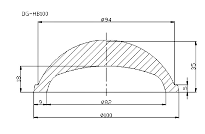 Габаритные размеры линзы DG-HB100
