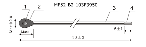 размеры термистора MF52-B2-103F3950
