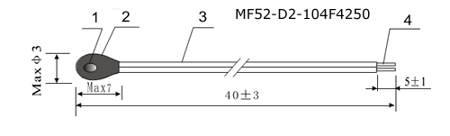 размеры термистора MF52-D2-104F4250
