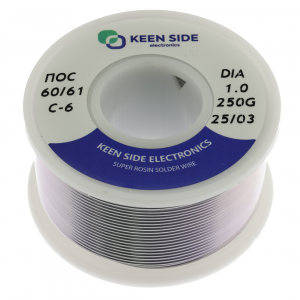 Изображение Припой Sn60/Pb40-d1.0-250g flux RMA KS-6 ПОС 60/61