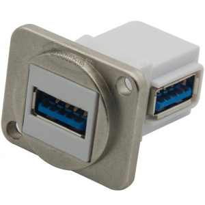 Изображение Разъём USB3.0/F-F-90 / D type гнездо USB A 3.0 на гнездо USB A 3.0 угловой на панель