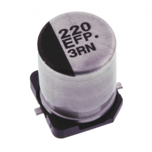 Изображение Конденсатор электролитический SMD 220uf 25V 8x10.5 105C 8xL10.5mm / CK1E221M-CRF10