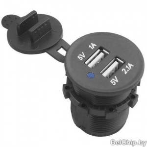 Изображение DC-DC преобразователь LXG526 2xUSB 3.0 12/24V 5V/1A 5V/2.1A / 5-12/24В, понижающий, 2xUSB