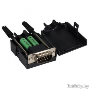 Изображение Разъём D-SUB DB9-M / вилка 9pin с клеммником в корпусе
