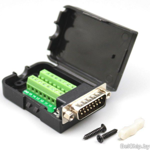 Изображение Разъём D-SUB DB-15M TB / вилка 15pin с клеммной колодкой в корпусе