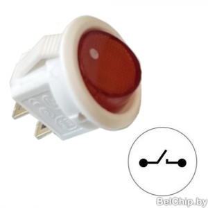 Изображение Клавишный переключатель SMRS-101-2 R/W белый корпус / с фиксацией ON-OFF, красный без подсветки