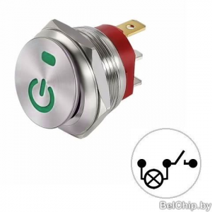 Изображение Клавишный переключатель BUT-22MM-GREEN POWER 12-24V