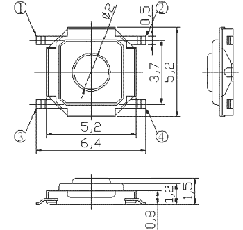Тактовая кнопка KLS7-TS6611 (Водонепроницаемая)